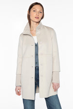 Kinross Button Front Knit Trim Coat