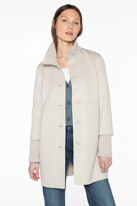 Kinross Button Front Knit Trim Coat