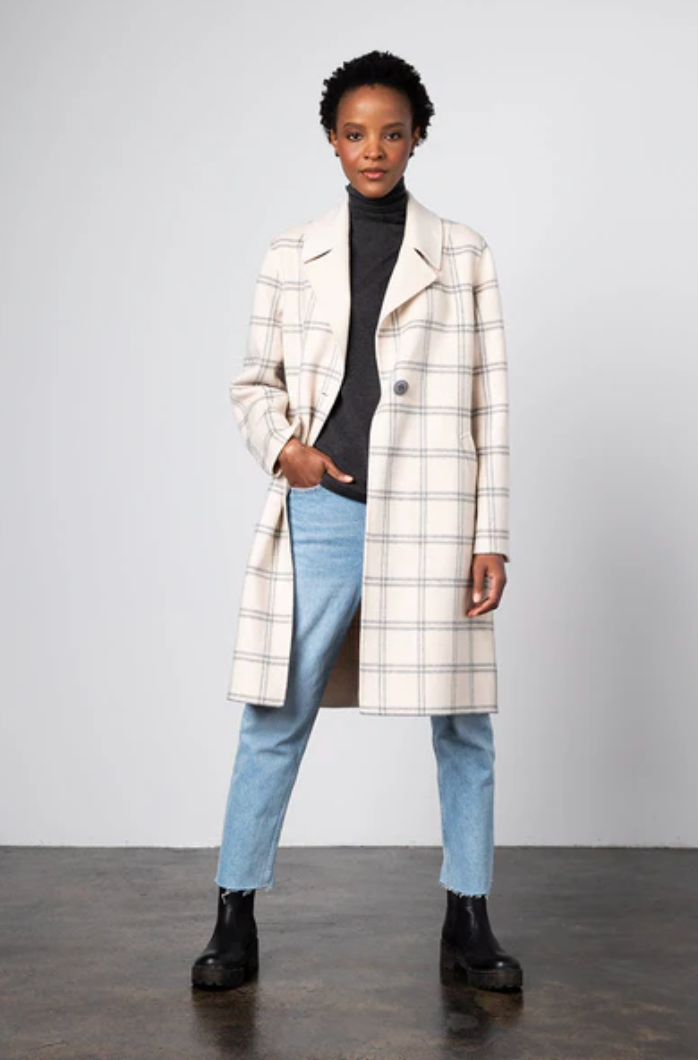 Kinross Windowpane Notch Collar Coat